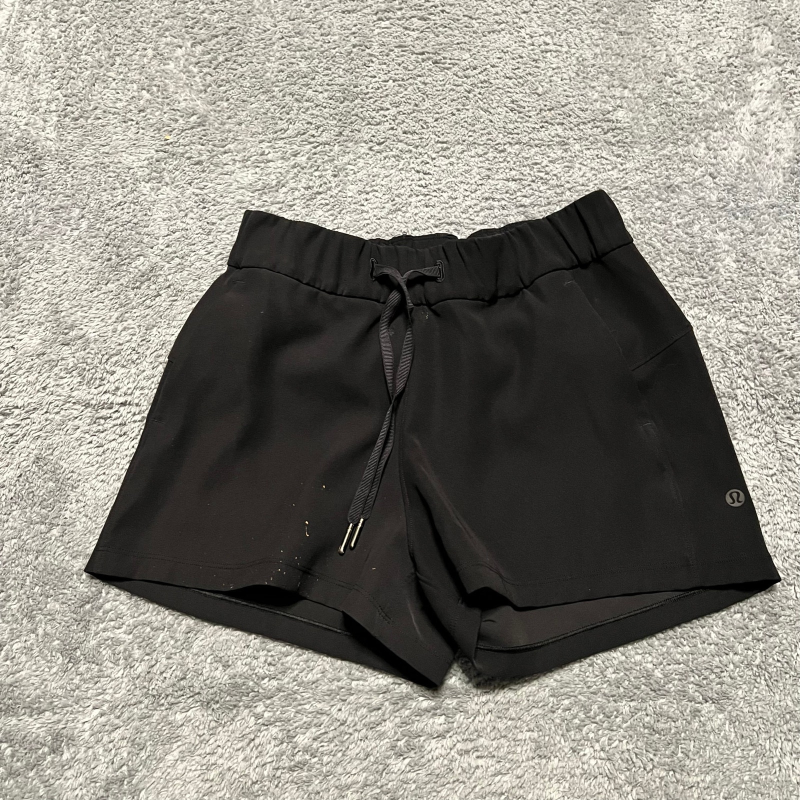 Lululemon Shorts Womens 4 Black On The Fly W7arns Athletic Running *Flaw